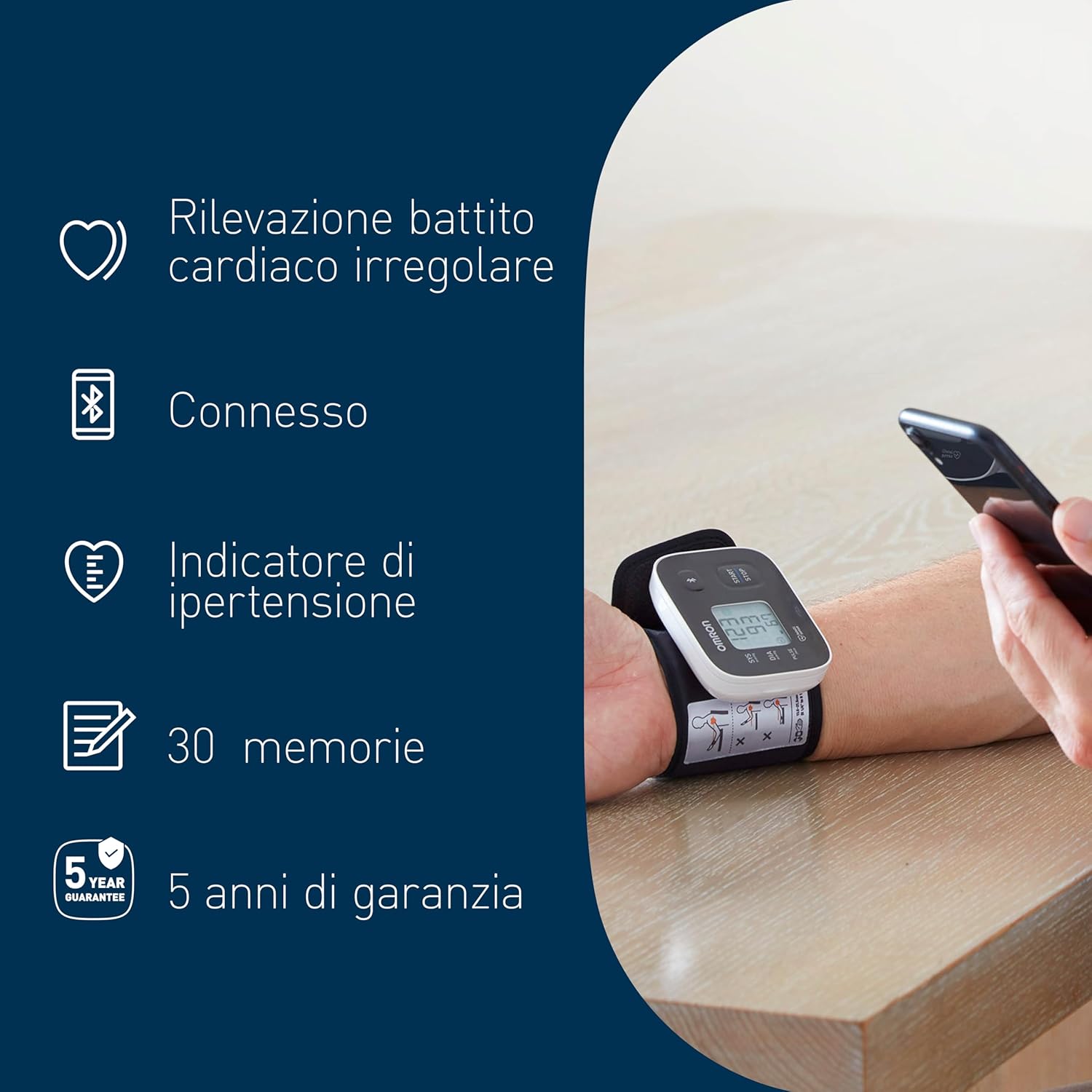 Detalle 2 de OMRON RS3: Misuratore di Pressione Arteriosa da Polso con Bluetooth – misure affidabili e monitoraggio