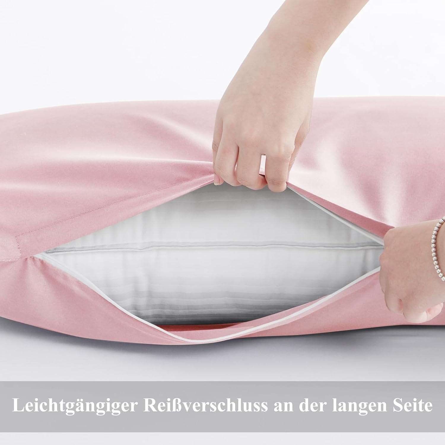 Thumbnail 5 de Aisbo Kissenbezug 40x145 Seitenschläferkissen Bezug Rosa