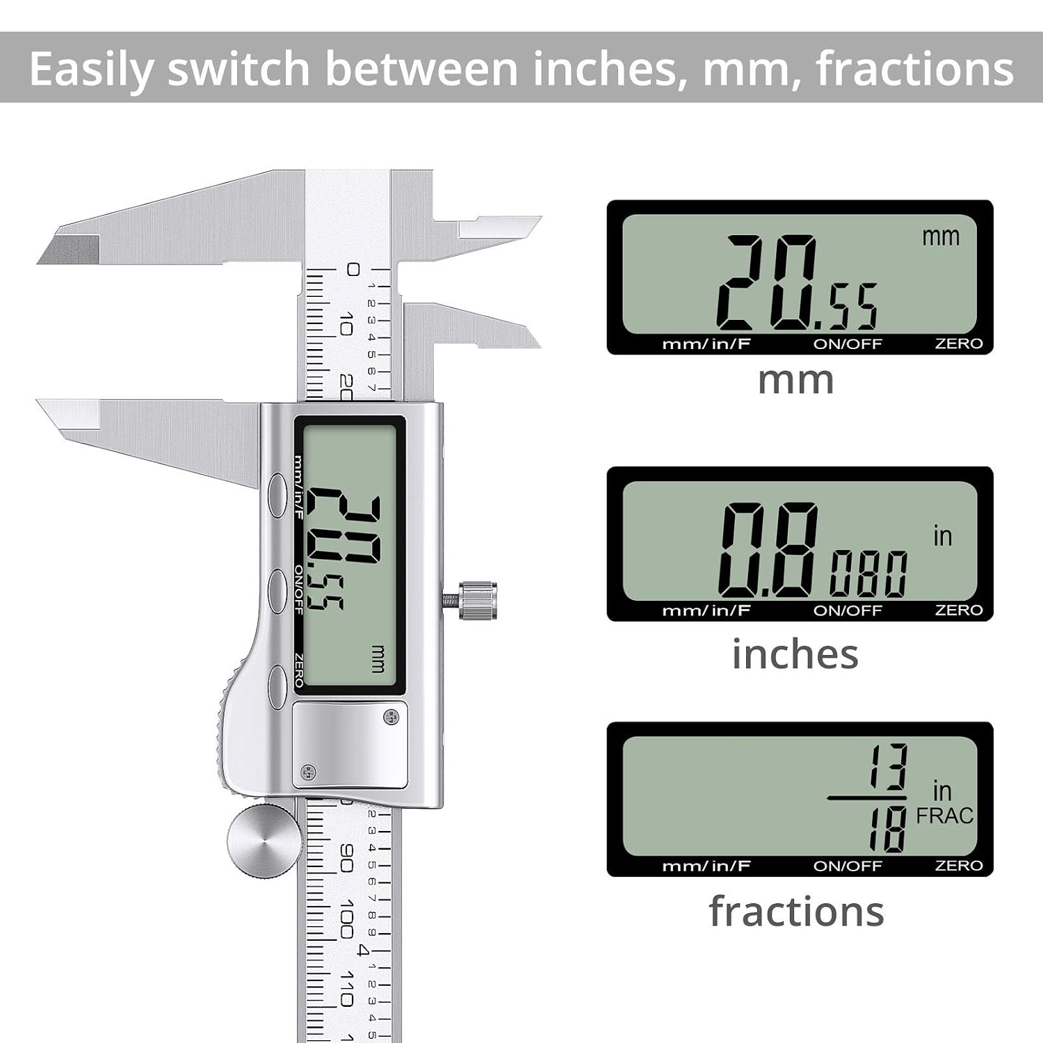 Detalle de Proster Digital Vernier Caliper, 200mm/8-inch with 32 Feeler Gauges