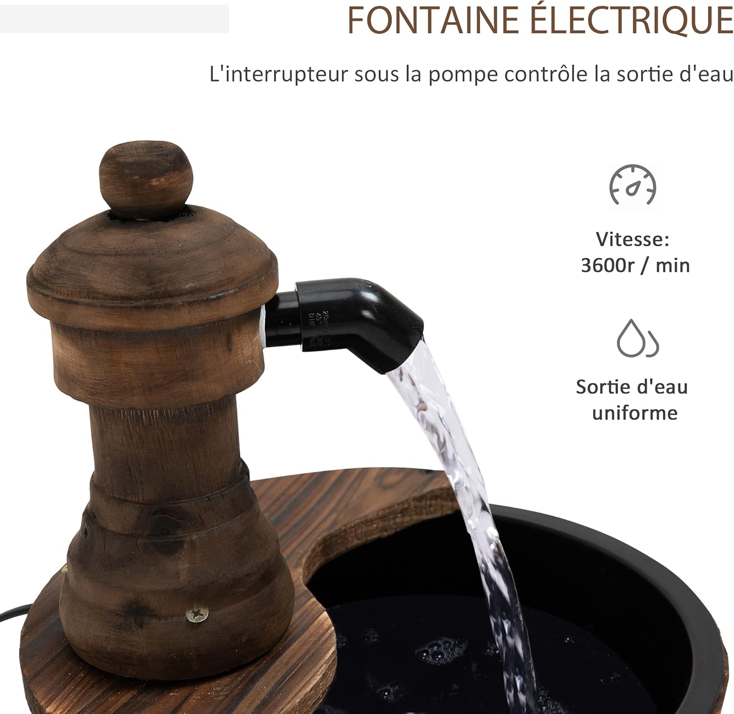 Thumbnail 5 de Outsunny fontaine tonneau Jardin Ø27x37 cm