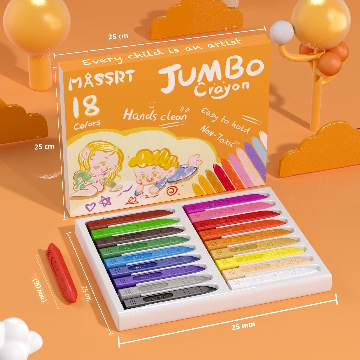 Thumbnail 6 de Dreikant Jumbo Wachsmalstifte für Kleinkinder – Ungiftig, Abwaschbar und Leicht zu Halten