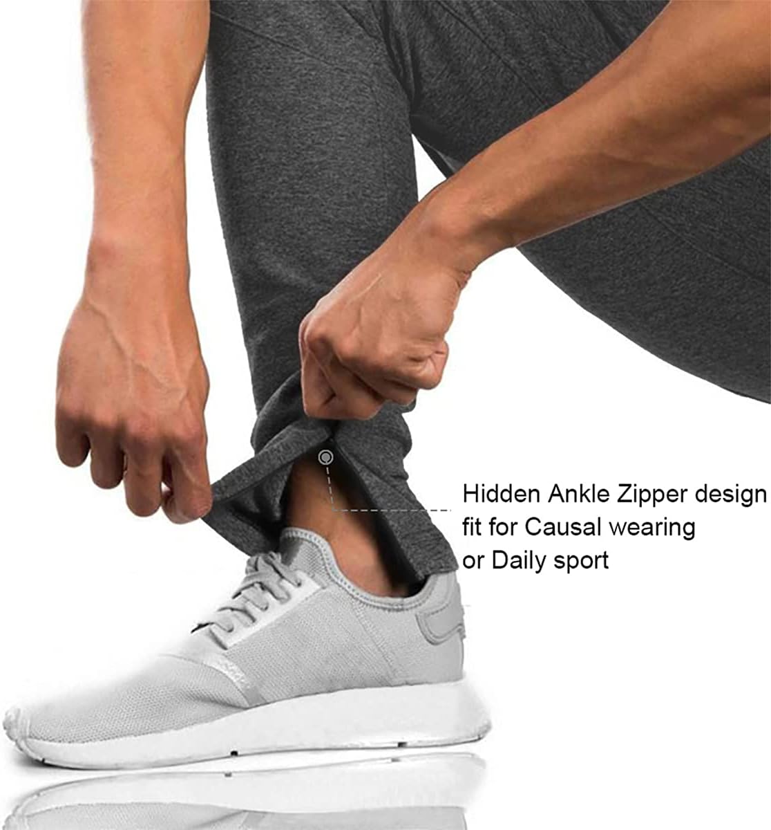 Detalle 2 de BROKIG BK-JDK-07 Men's Jogger Track Pants with Ankle Zip and Inner Pocket