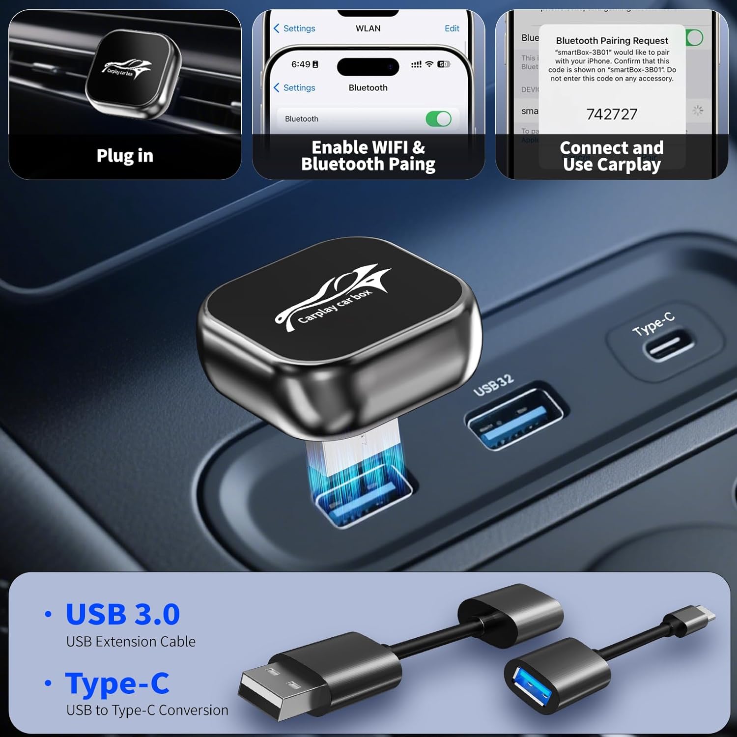 Thumbnail 3 de KOSSFEI CarPlay Adaptador inalámbrico 8s