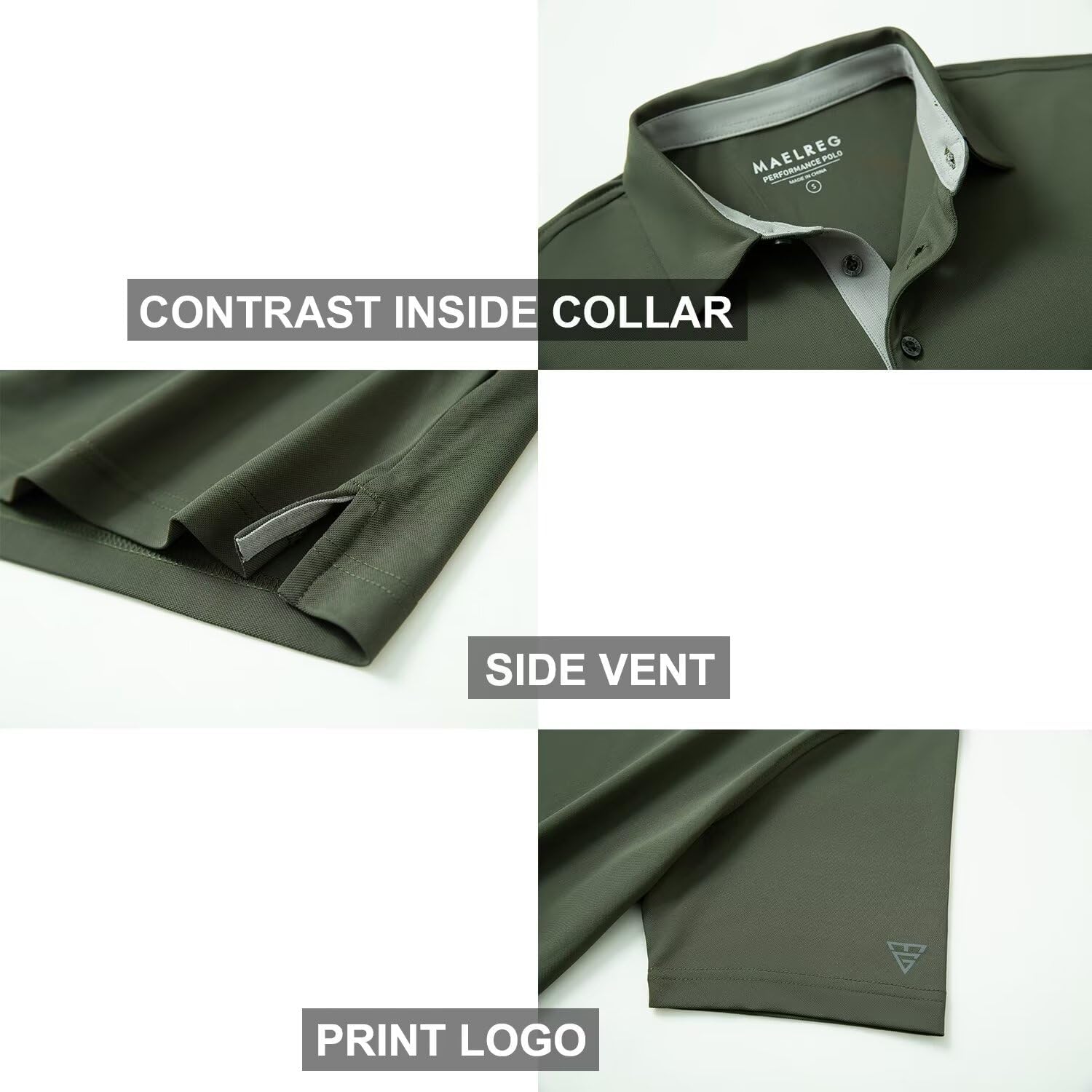 Thumbnail 3 de Mens Golf Shirt Short and Long Sleeve Moisture Wicking Dry Fit Performance Solid Polo