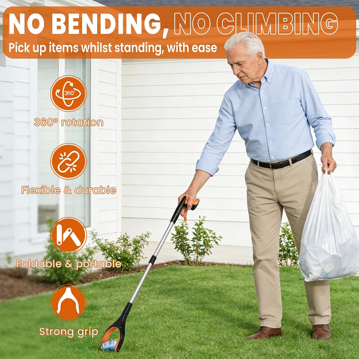 Thumbnail 5 de bemece 83 cm Folding Grabber Reacher, 360° Rotating Jaw and Magnetic Pickup