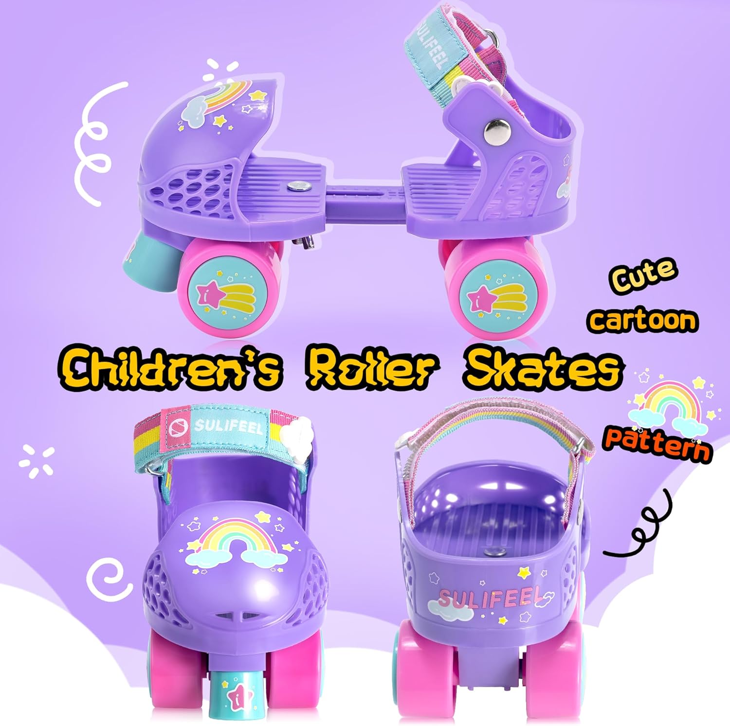 Thumbnail 1 de SULIFEEL Kids Adjustable Quad Roller Skates for Ages 2–5: Toddler Beginner Skates with Cartoon Design