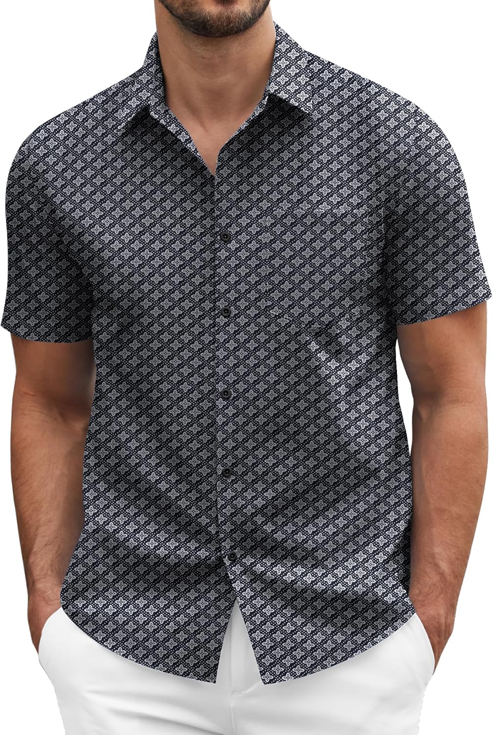 Thumbnail 6 de COOFANDY Men’s Short Sleeve Casual Button-Down Shirt with Pocket (Business & Untucked Wear)