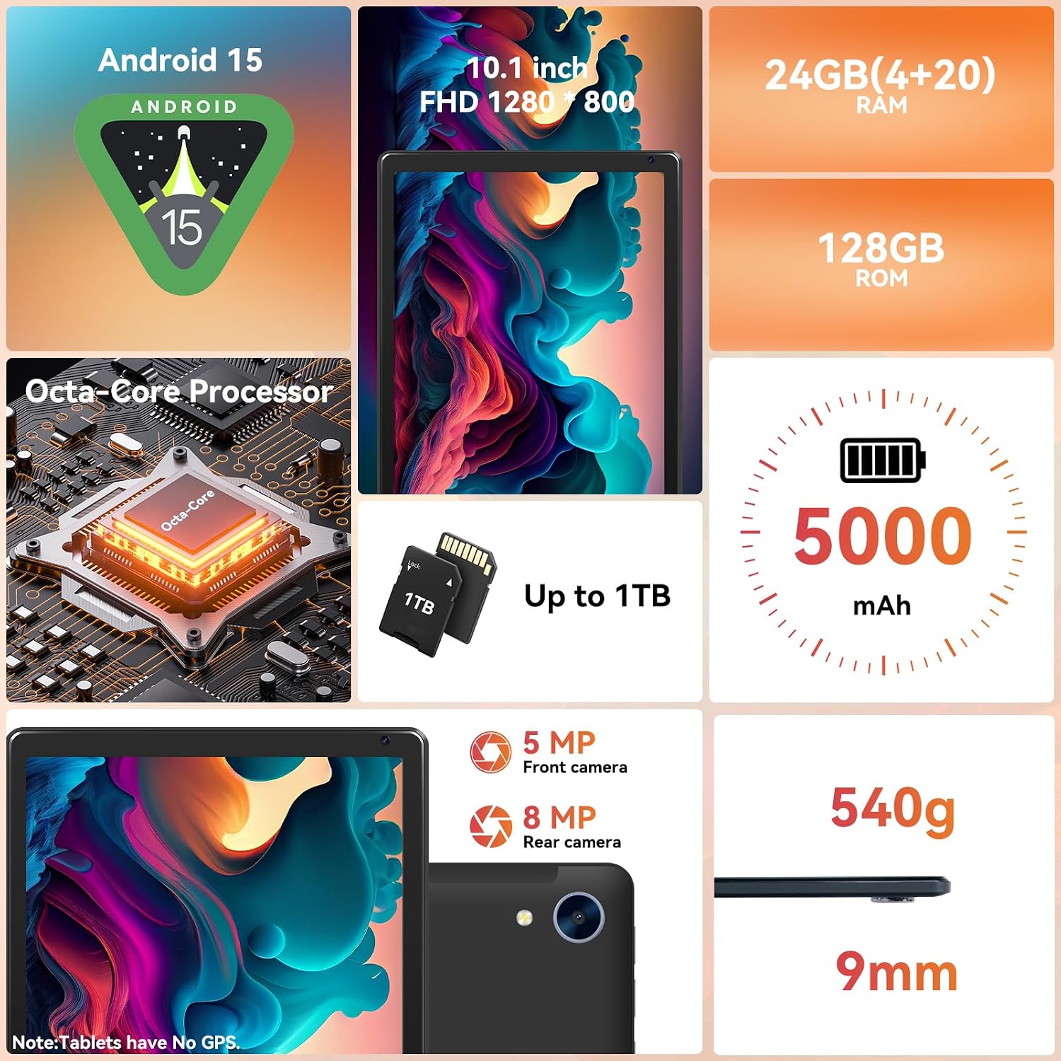 Thumbnail 1 de URAO Tablet 10.1" Android Tablet with Octa-core Processor 24GB RAM 128GB ROM 🍎