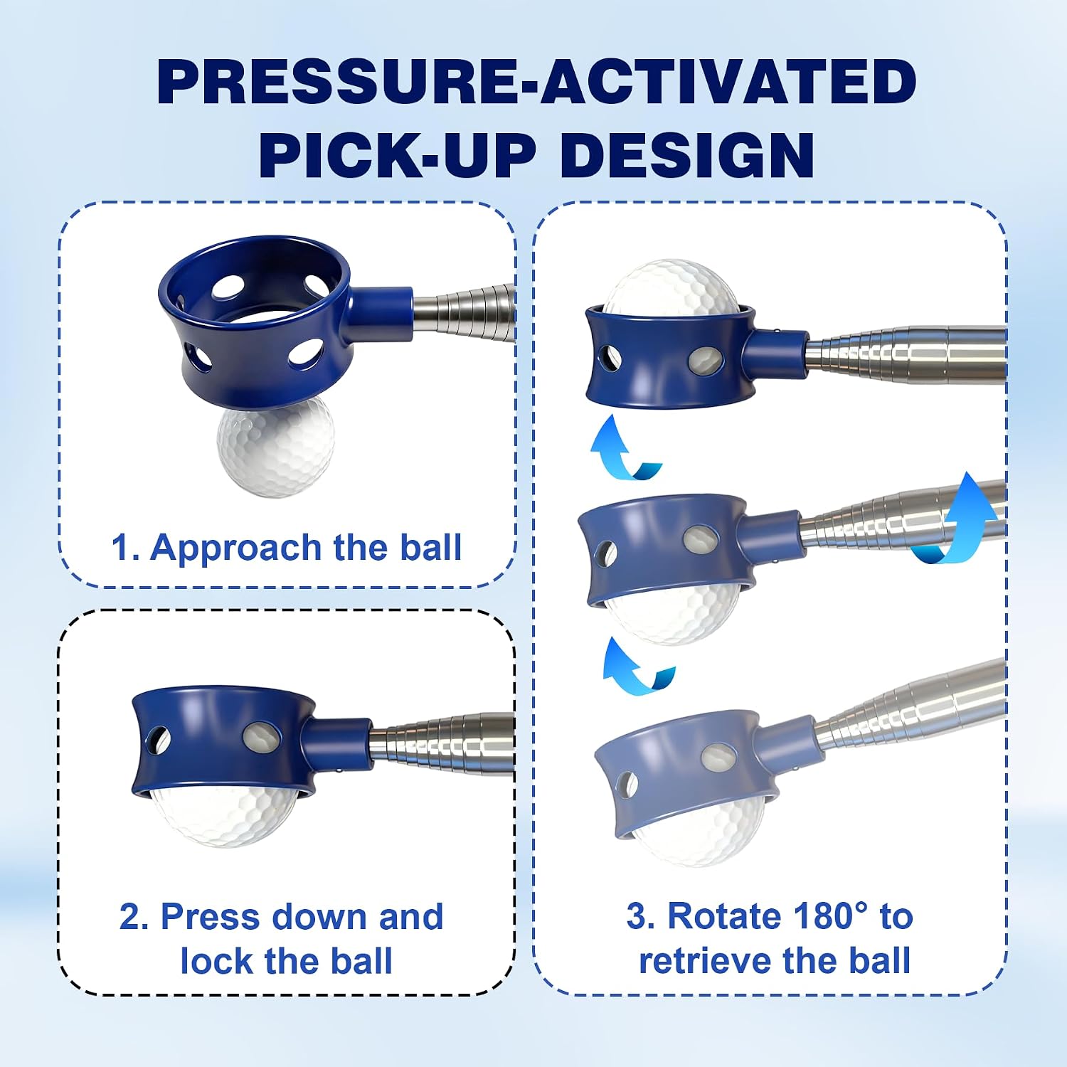 Detalle 2 de Josongslax JOSONG013 Telescopic Golf Ball Retriever with Stainless Steel Shaft
