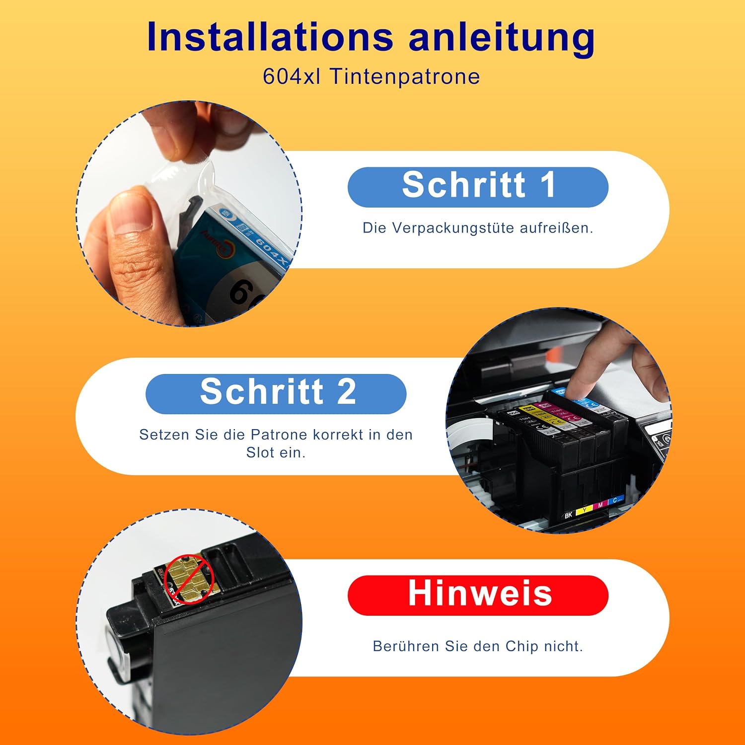 Detalle de Aurotec 604XL Multipack Patronen – kompatibel mit Epson XP/Workforce Druckern (15er Set)