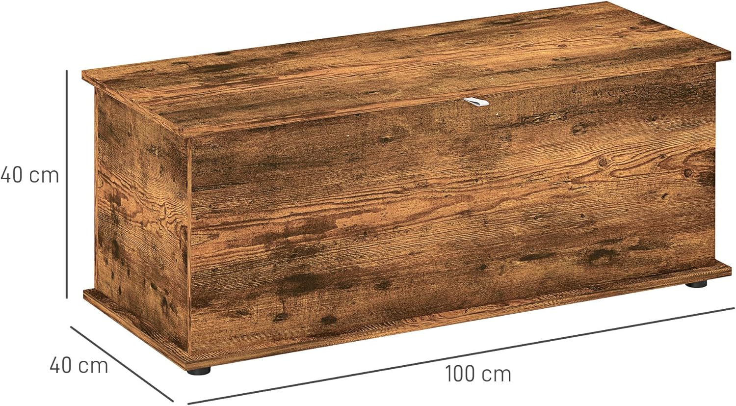 Thumbnail 6 de HOMCOM Large 113L Storage Chest – Rustic Brown Blanket Box & Shoe Bench (100 x 40 x 40 cm)