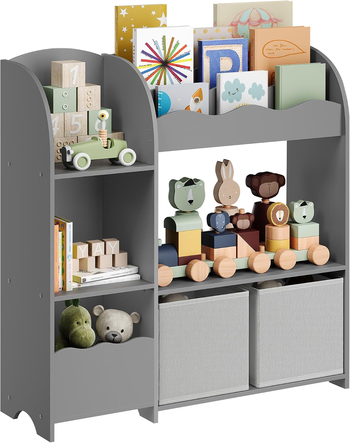 Detalle de SONGMICS Scaffale per Giocattoli 3 in 1: Libreria per Bambini GKR042G01, grigio tortora