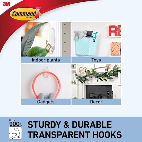 Thumbnail 3 de Command Medium Hooks, Clear: 7 Hooks and 10 Adhesive Strips for Damage-Free Organisation