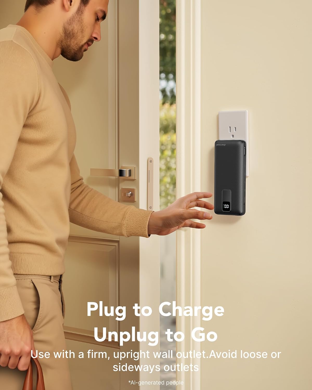 Detalle de charmast 20,000mAh Portable Charger with Built-In Cables and AC Plug