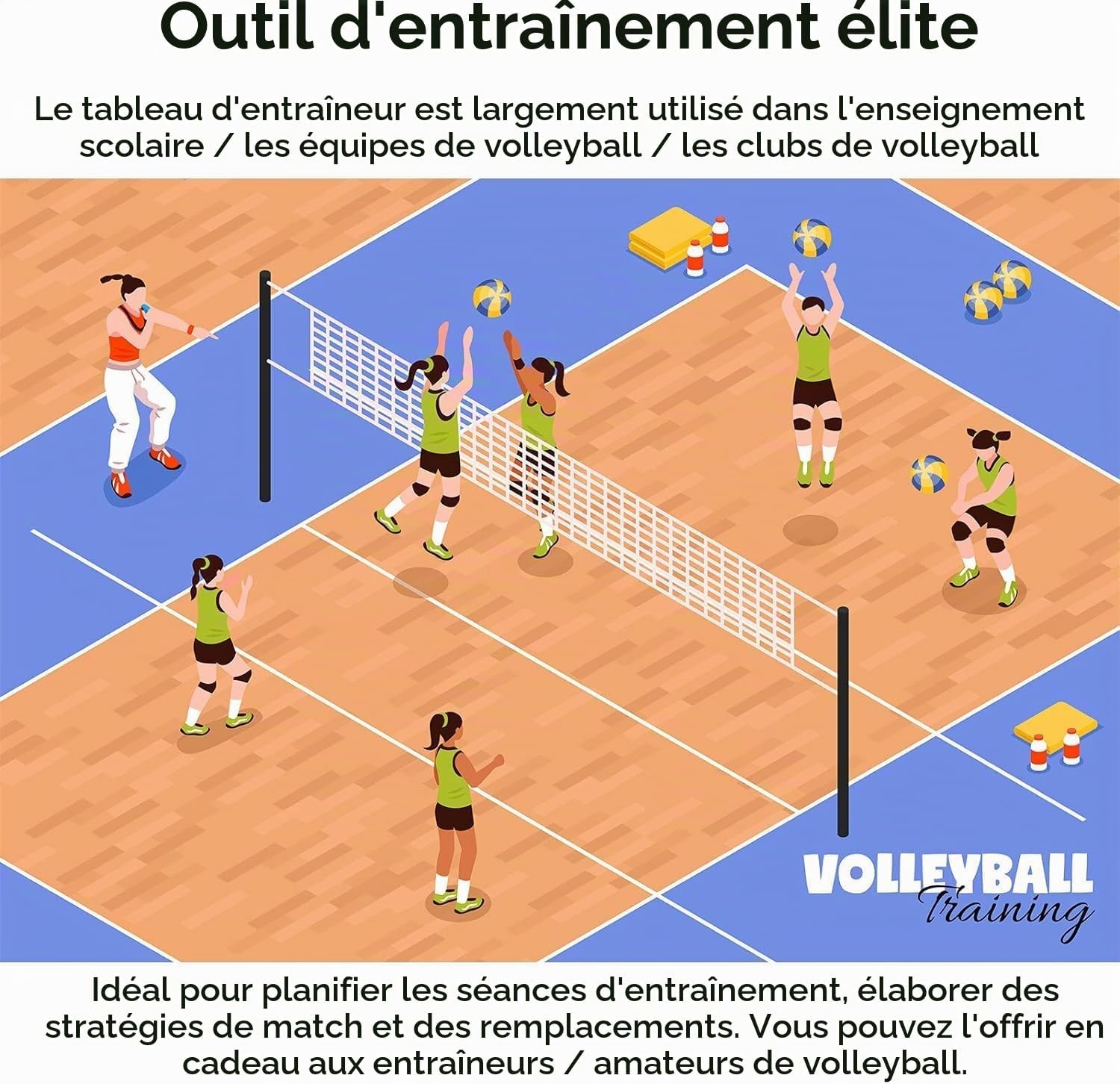 Detalle de CREADY tactisch volleybalbord 53 x 31 cm met magneet en pen