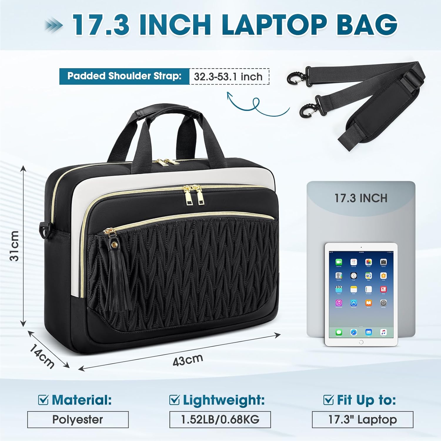 Thumbnail 2 de RAINSMORE 17.3 Inch Laptop Bag for Women 💼