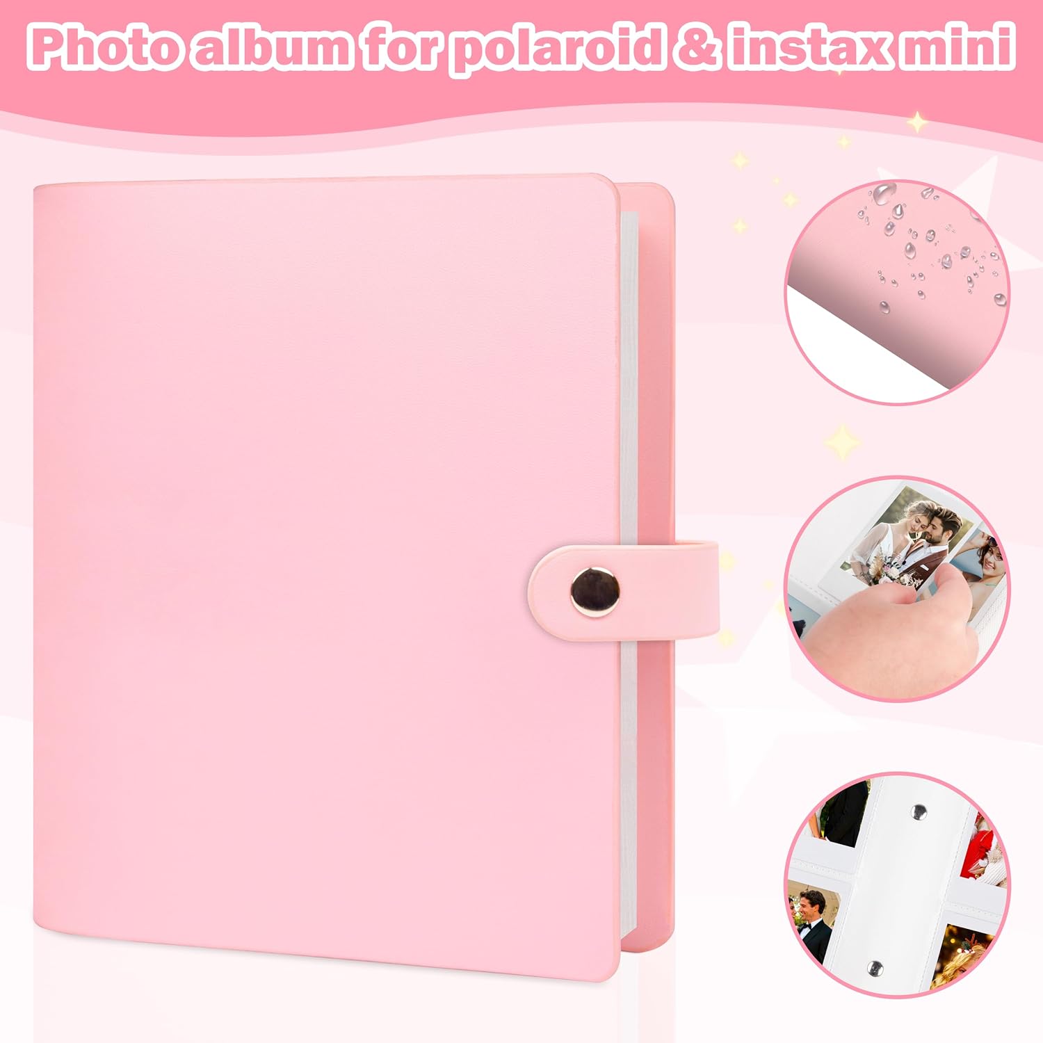 Detalle de 320 Pocket Photo Album for Fujifilm Instax Mini & Other Instant Cameras (Pink)