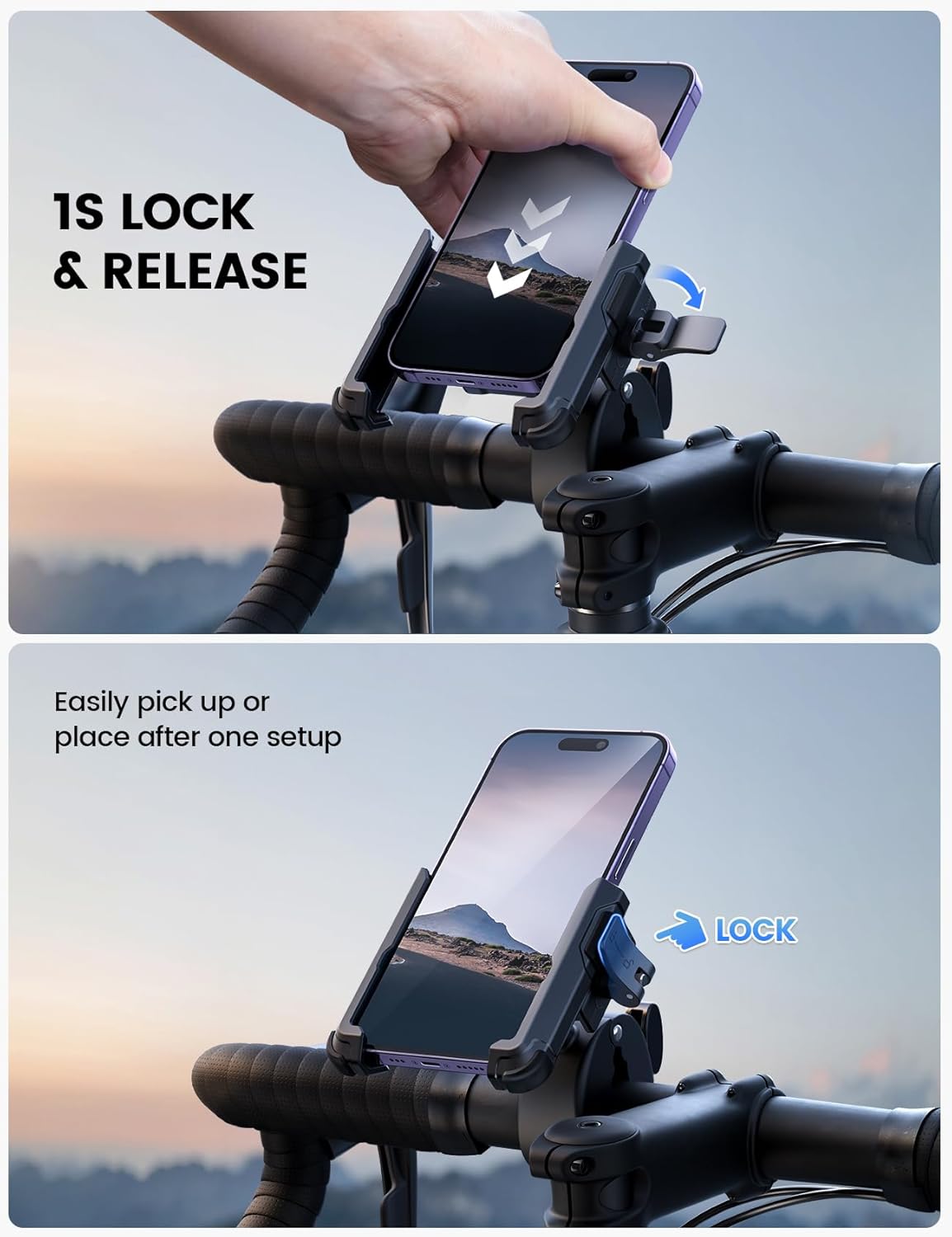 Thumbnail 2 de Lamicall Motorcycle Phone Holder for Filming with 1s Quick Release – universal motorbike phone mount