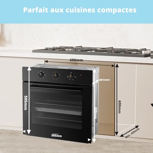 Thumbnail 7 de Comfee CBO60M80M1-BK Four encastrable 60 cm – 60 L, 8 fonctions, friture à air et nettoyage à la vapeur