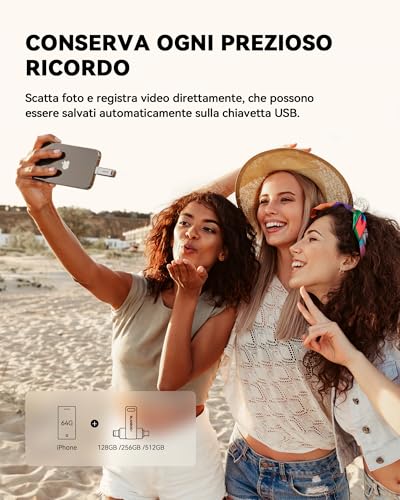 Detalle de BLANBOK+ Pendrive 3 en 1 para iPhone y USB-C (256GB) con Lightning y USB 3.0