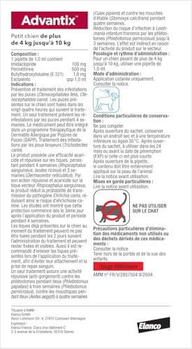 Detalle 2 de Advantix Petit Chien 4–10 kg, 4 pipettes de 1,0 ml – Protection antiparasitaire externe sur 4 semaines