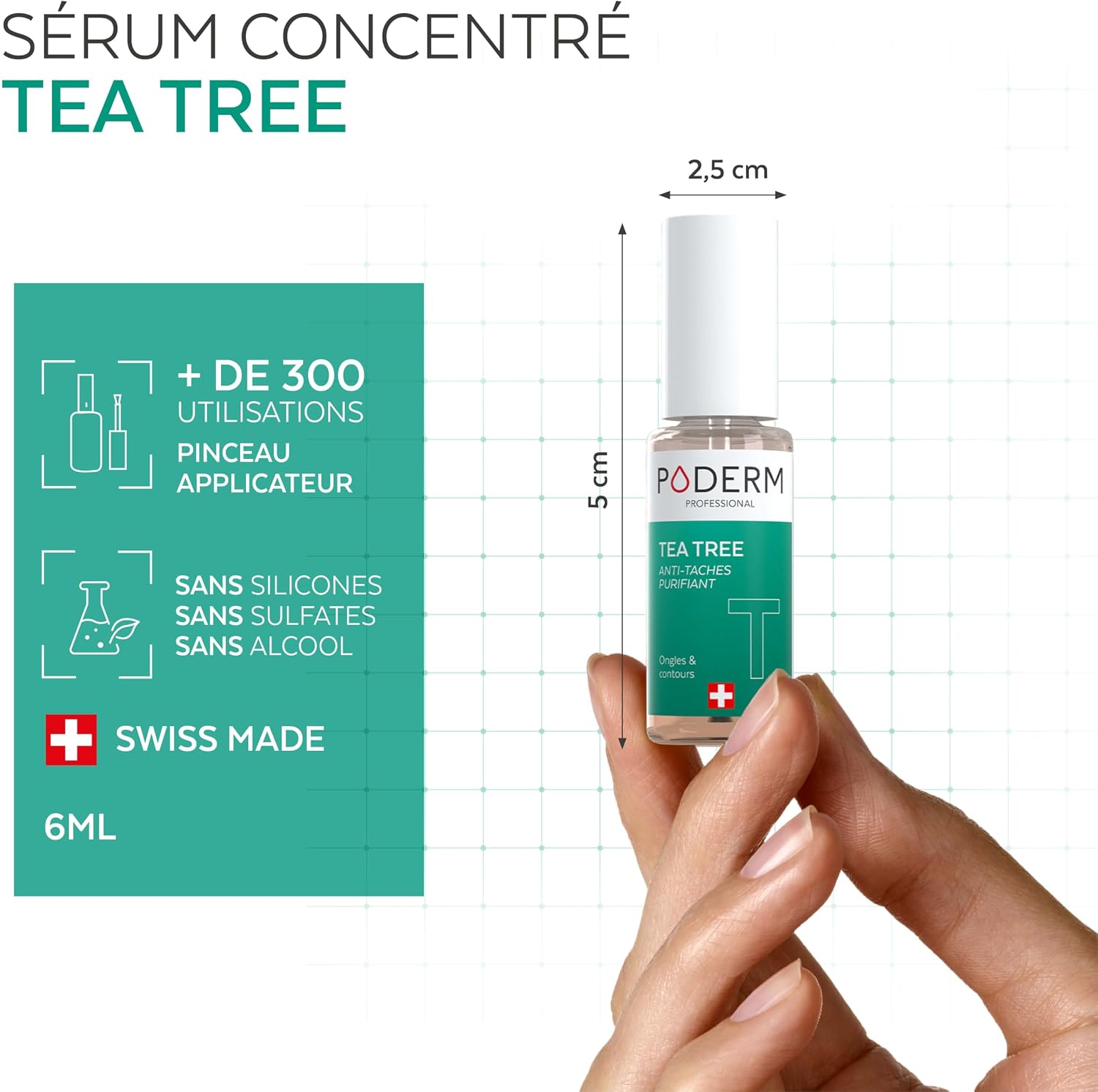 Thumbnail 5 de PODERM 5-in-1 nagelboosterserum Tea Tree, voor gele en beschadigde nagels, 6 ml