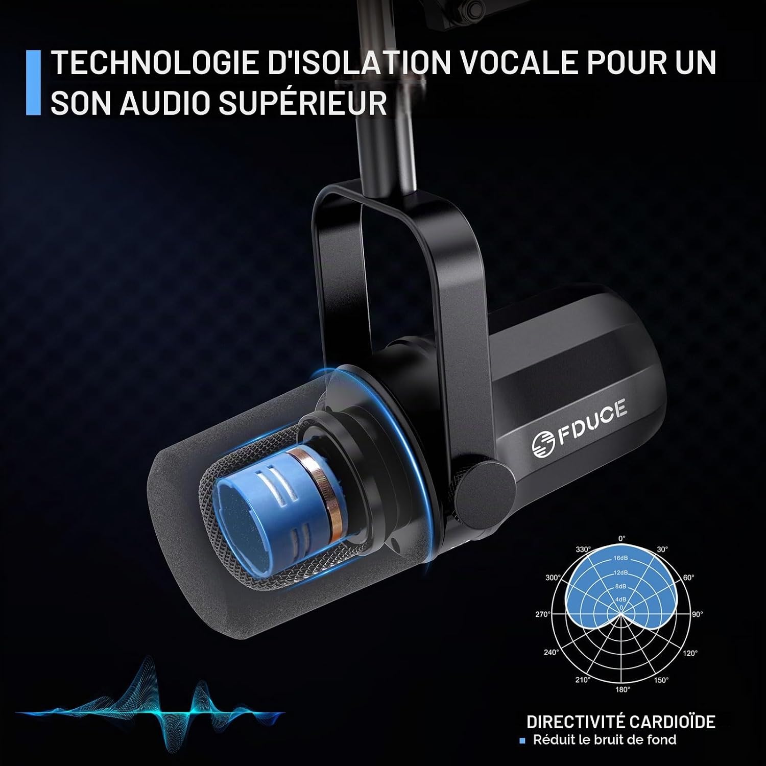 Detalle de FDUCE SL40X+ dynamische XLR-microfoonset met cardioïde opname