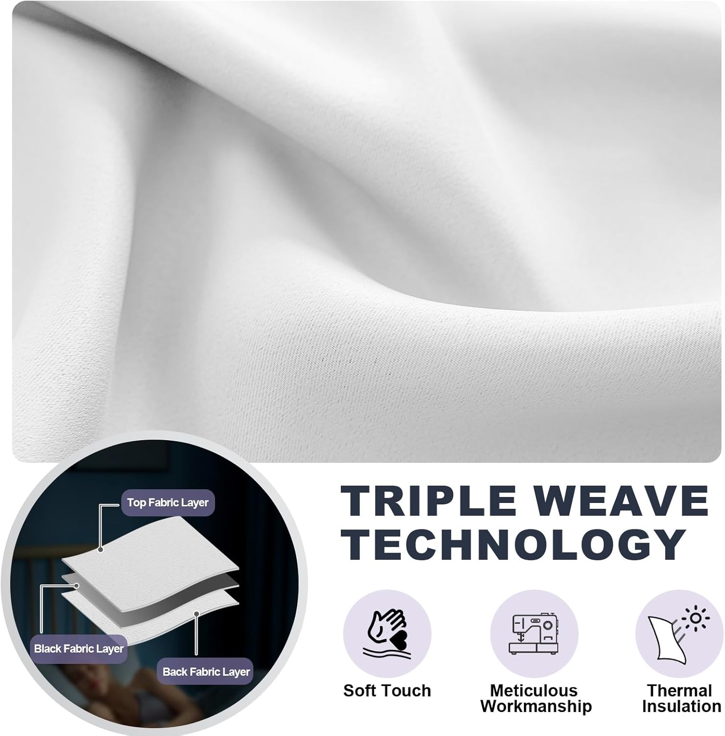Thumbnail 2 de YSTELLAA Rideau Occultant Imperméable – Lot de 2, 140×225 cm, Triple tissage, Anti-bruit, Thermique