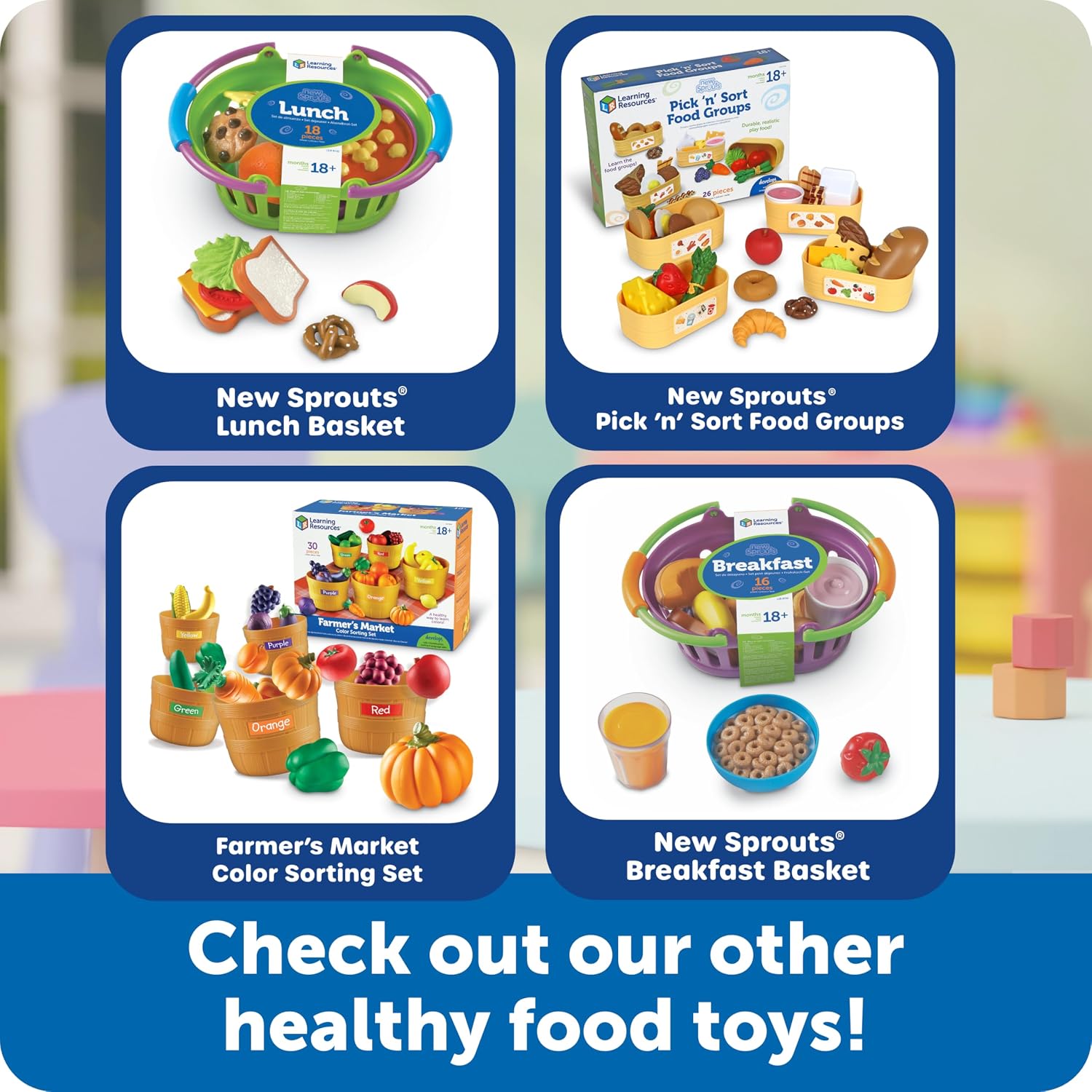 Thumbnail 6 de Learning Resources LER 9730 朝食セットのままごと玩具、食材15種類と収納バスケット付き