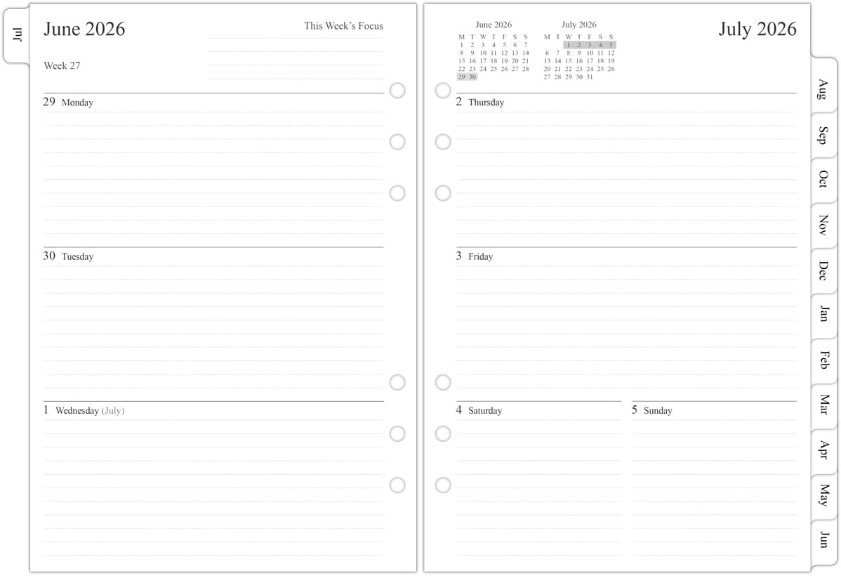 Thumbnail 6 de Orgnizme 2027 Diary Refill for A5 – Week on Two Pages, Filofax Compatible