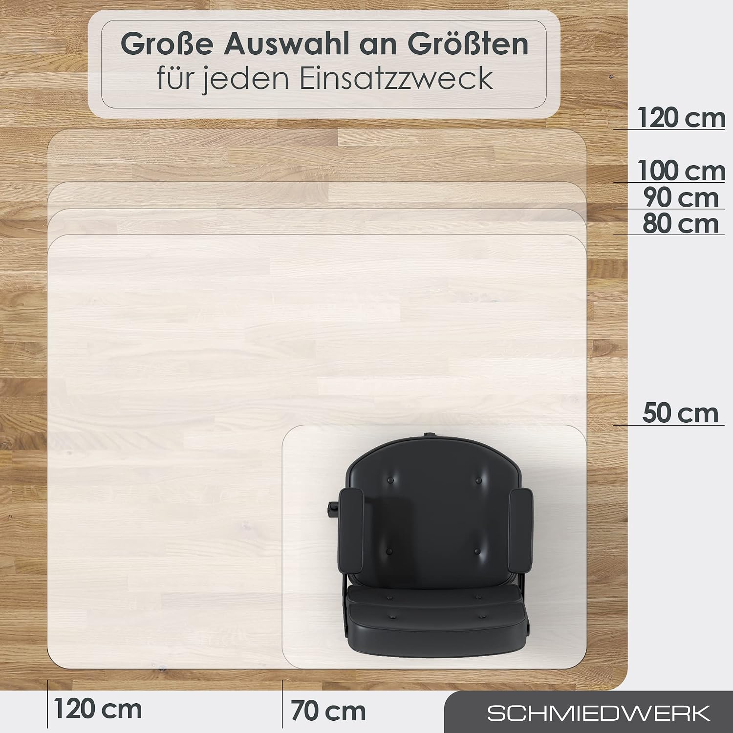 Thumbnail 6 de SCHMIEDWERK Bürostuhl Unterlage 90x120 cm – Bodenschutzmatte milchweiß für Schreibtischstuhl
