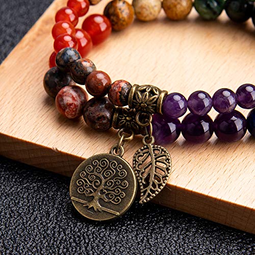 Thumbnail 4 de Farfume Bracelet En Pierre Naturelle – Ensemble de deux bracelets avec arbre de vie et feuilles pour Femme