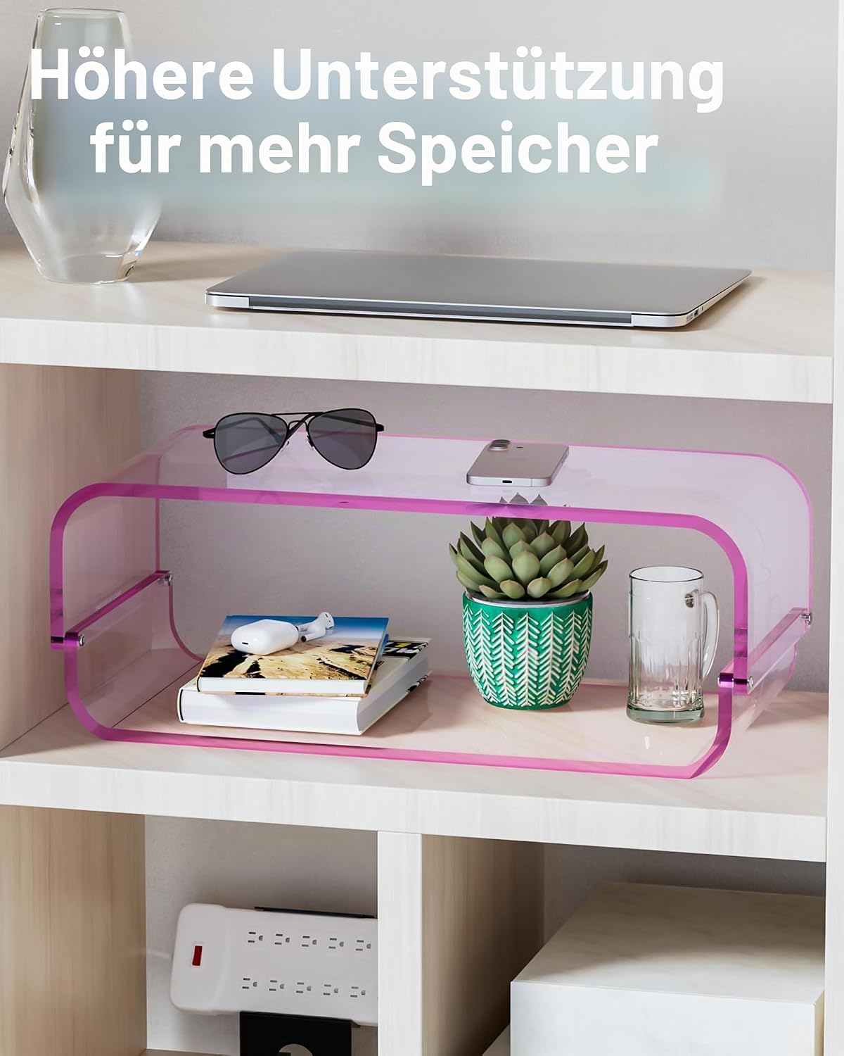Detalle de ERGO COLLECT Monitorständer Acryl 2er-Set – Transparents 2‑in‑1 Monitorerhöhung aus Acryl
