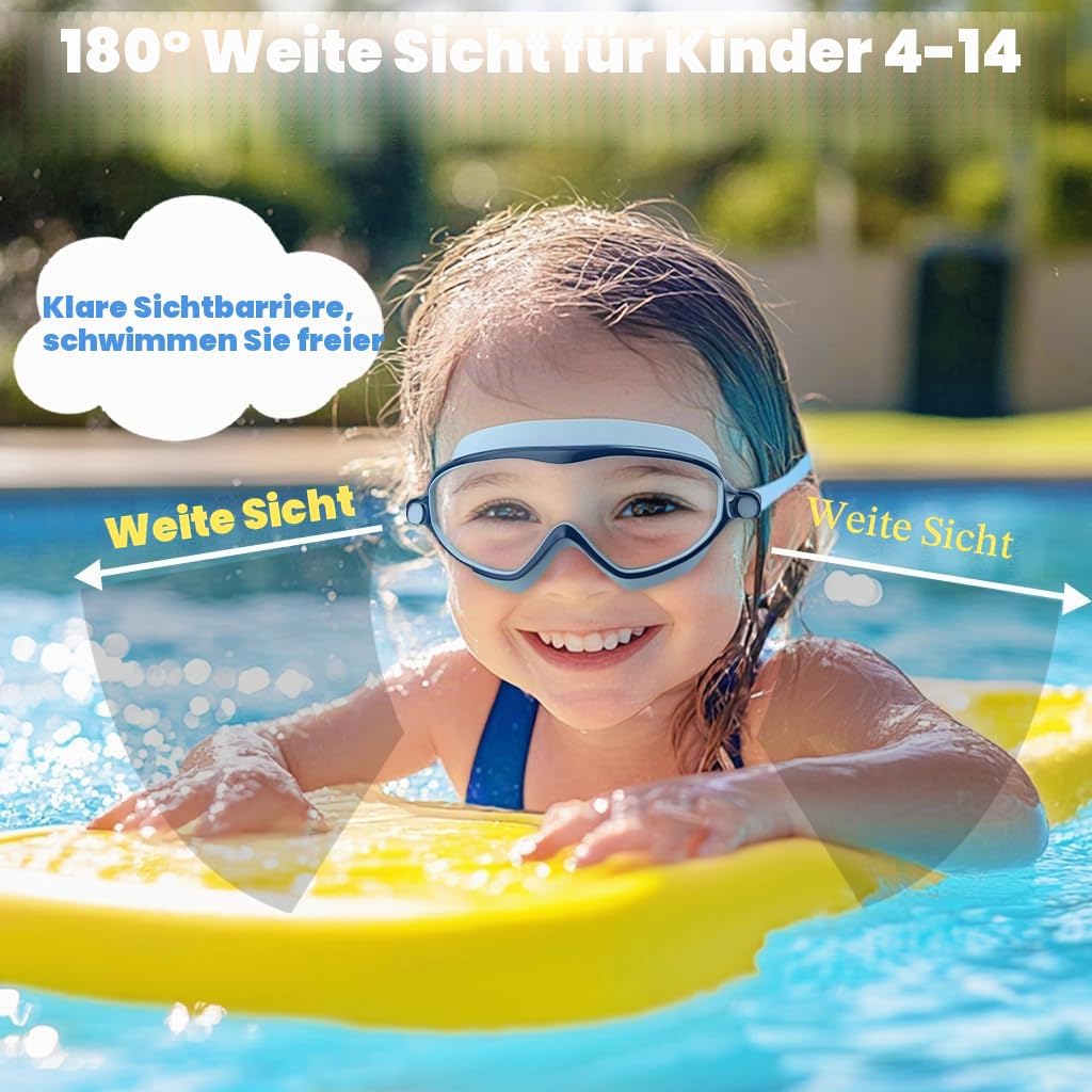 Detalle de COOLOO Kinder-Schwimmbrille 2er-Pack – Anti-Beschlag, UV-Schutz, Auslaufen sicher, 4–14 Jahre