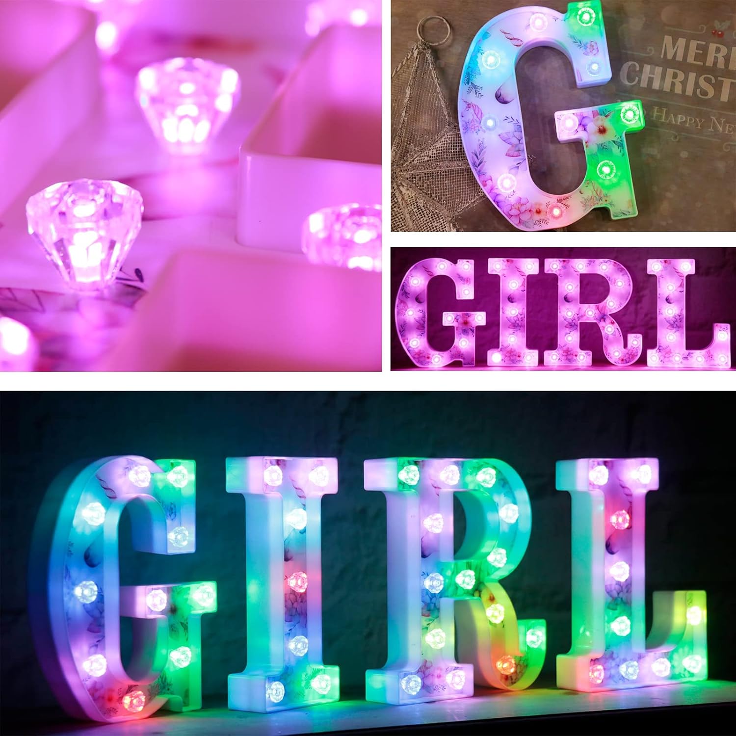 Thumbnail 6 de Unicorn Light Up Letters LED marquee sign with diamond design, 18 colour modes and remote