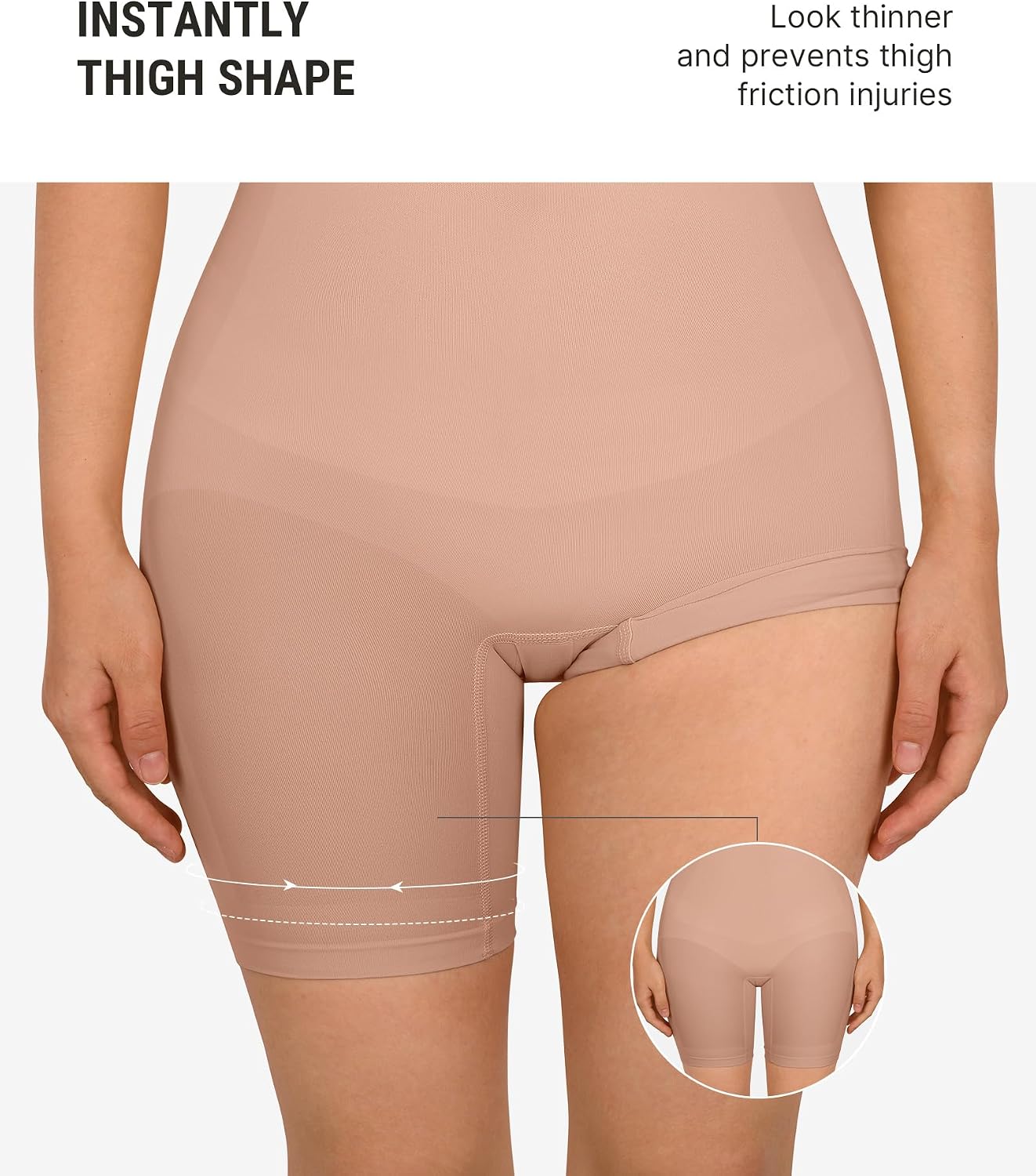 Detalle 2 de FeelinGirl MT200277 Seamless Mid-Thigh Shapewear Bodysuit with Open Crotch