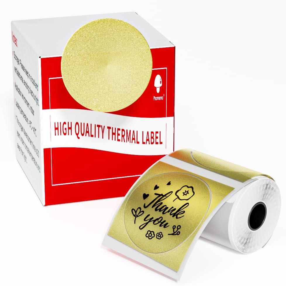 Detalle de Phomemo XP5050-140Gold ronde thermische etiketten 50 x 50 mm, goud