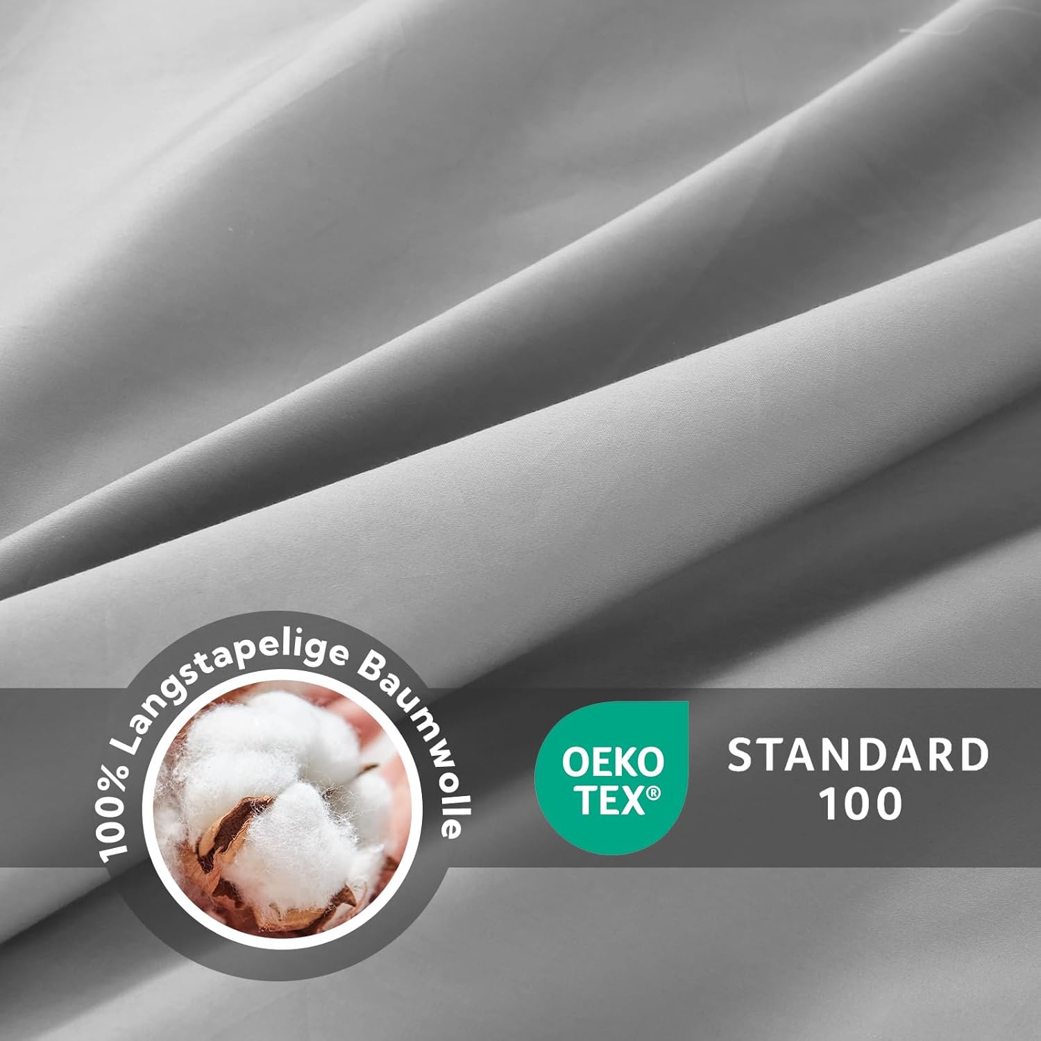 Thumbnail 4 de SOULFUL Satin Kissenbezug 40x80 (2-teilig) aus Baumwolle, mit Reißverschluss – dunkelgrau, OEKO-TEX Standard 100