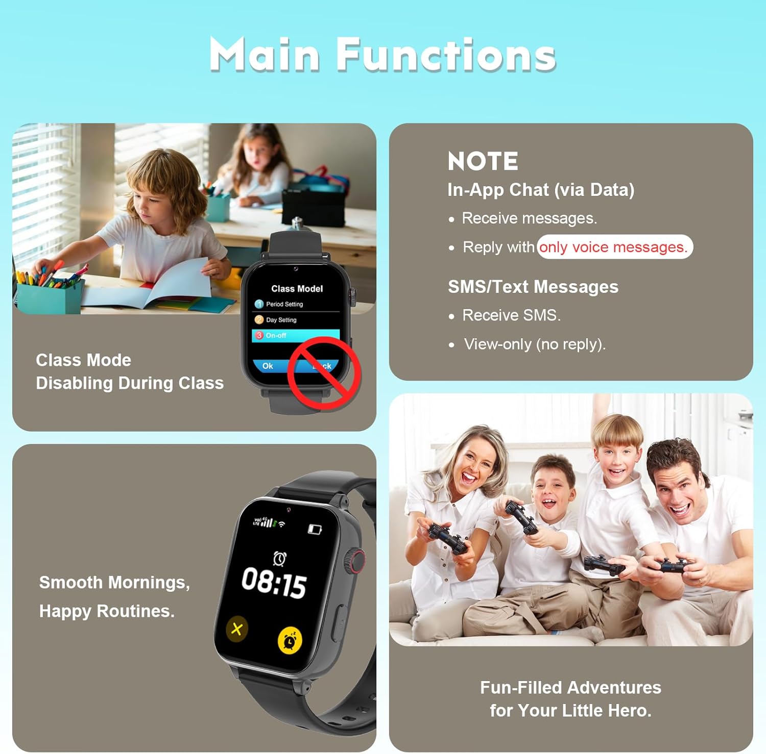 Thumbnail 4 de BJLBOJEY Kids Smart Watch GPS Tracker 4G (4G LTE) with Video Calls, SOS and School Mode for ages 5–12