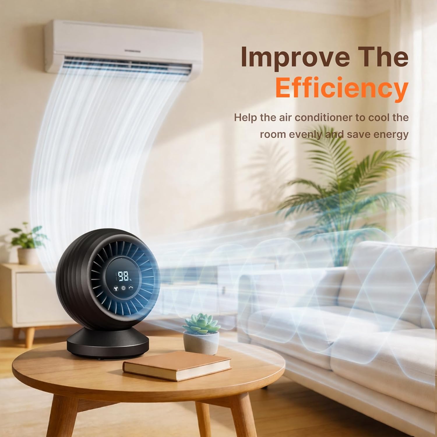 Thumbnail 6 de Orvyna Ventilatore da Tavolo Silenzioso 22 dB – Circolatore 3D Turbo, 7 Velocità, Display Touch e Timer
