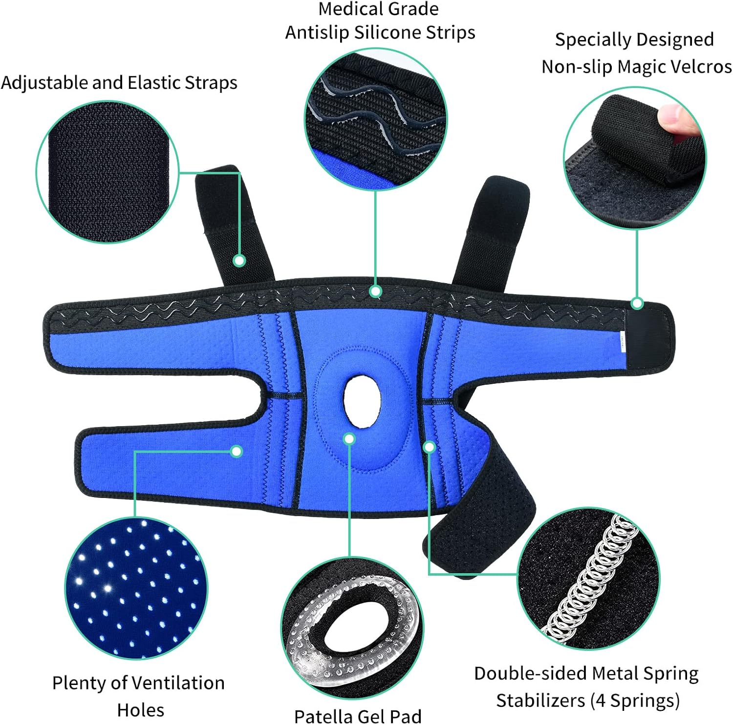 Detalle de ABYON ML-UK-BDHX Knee Brace, S/M with Side Stabilizers and Adjustable Straps