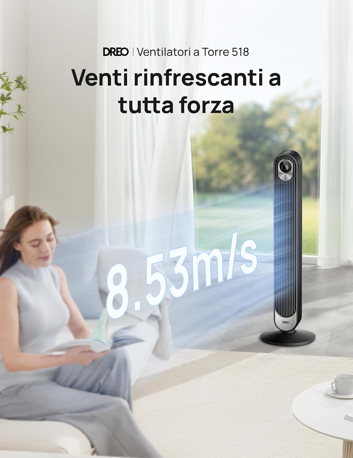 Detalle 2 de DREO Ventilatore a Torre 106 cm: potenza, silenziosità e copertura ampia