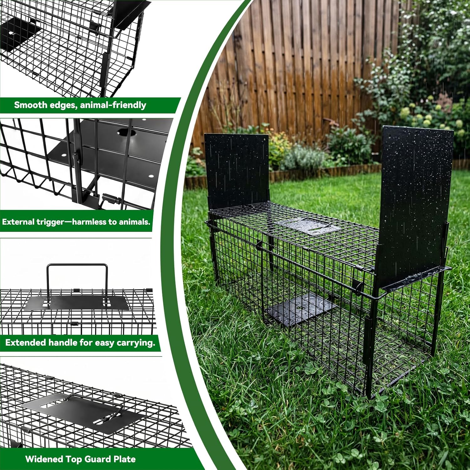 Detalle de Thealyn Tierkäfig Falle 80 × 27 × 33 cm – Doppeltür, humane Lebendtierfalle aus Metall