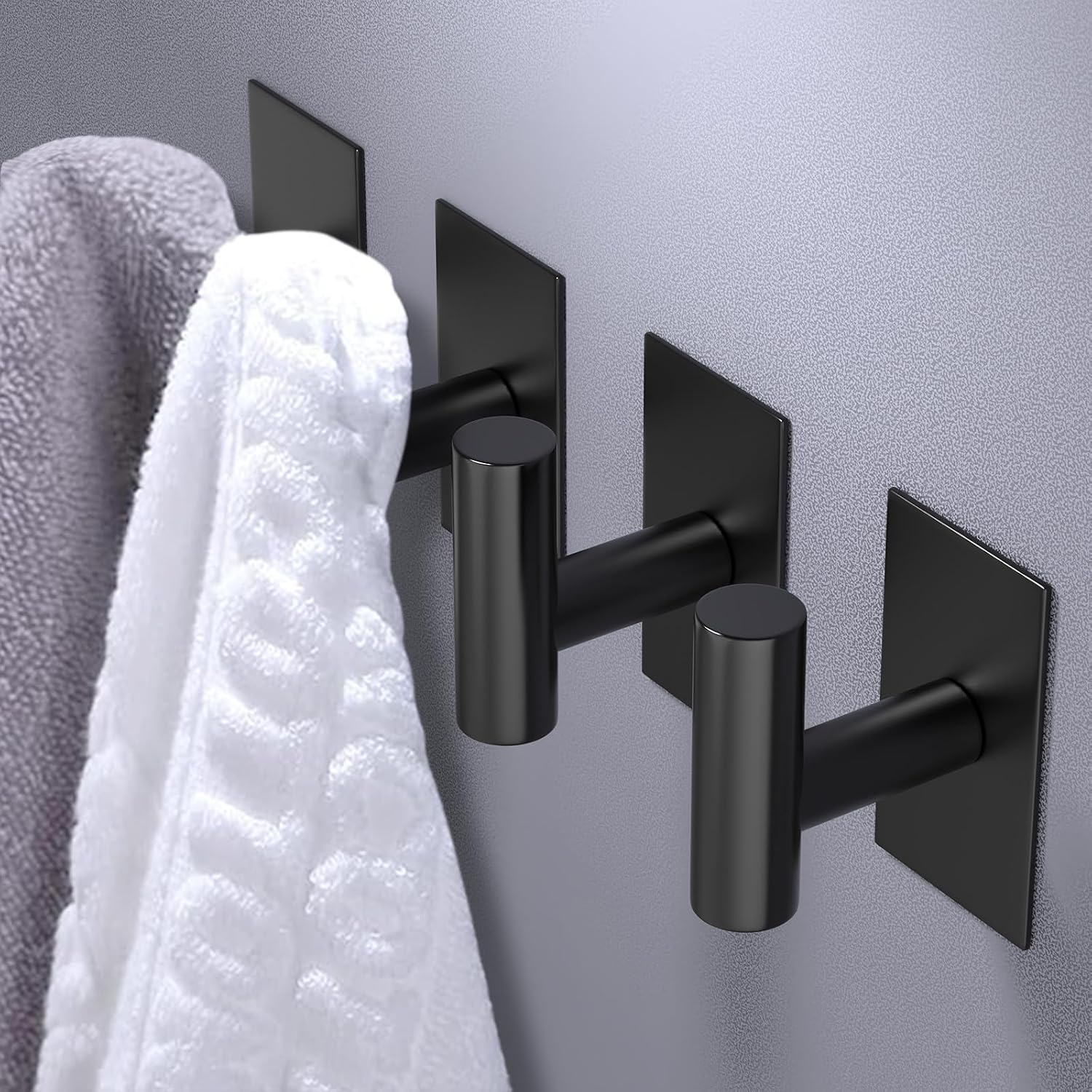 Detalle 2 de VAEHOLD 065 Adhesive Wall Hooks, Black Stainless Steel, 4-Pack
