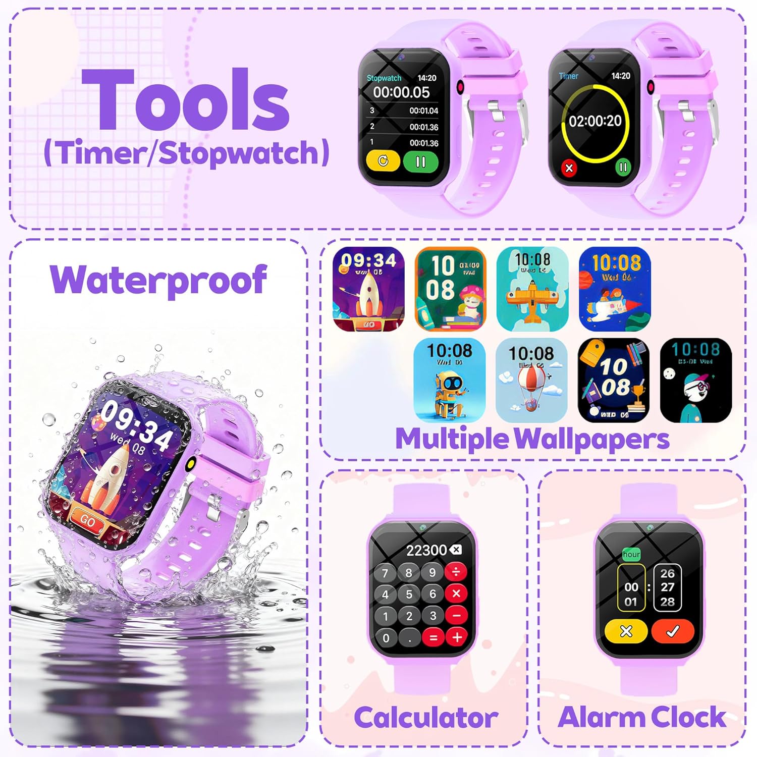 Thumbnail 6 de Kids Smart Watch for Girls & Boys: A practical first smartwatch with 1.83" display, 18 games and health tracking