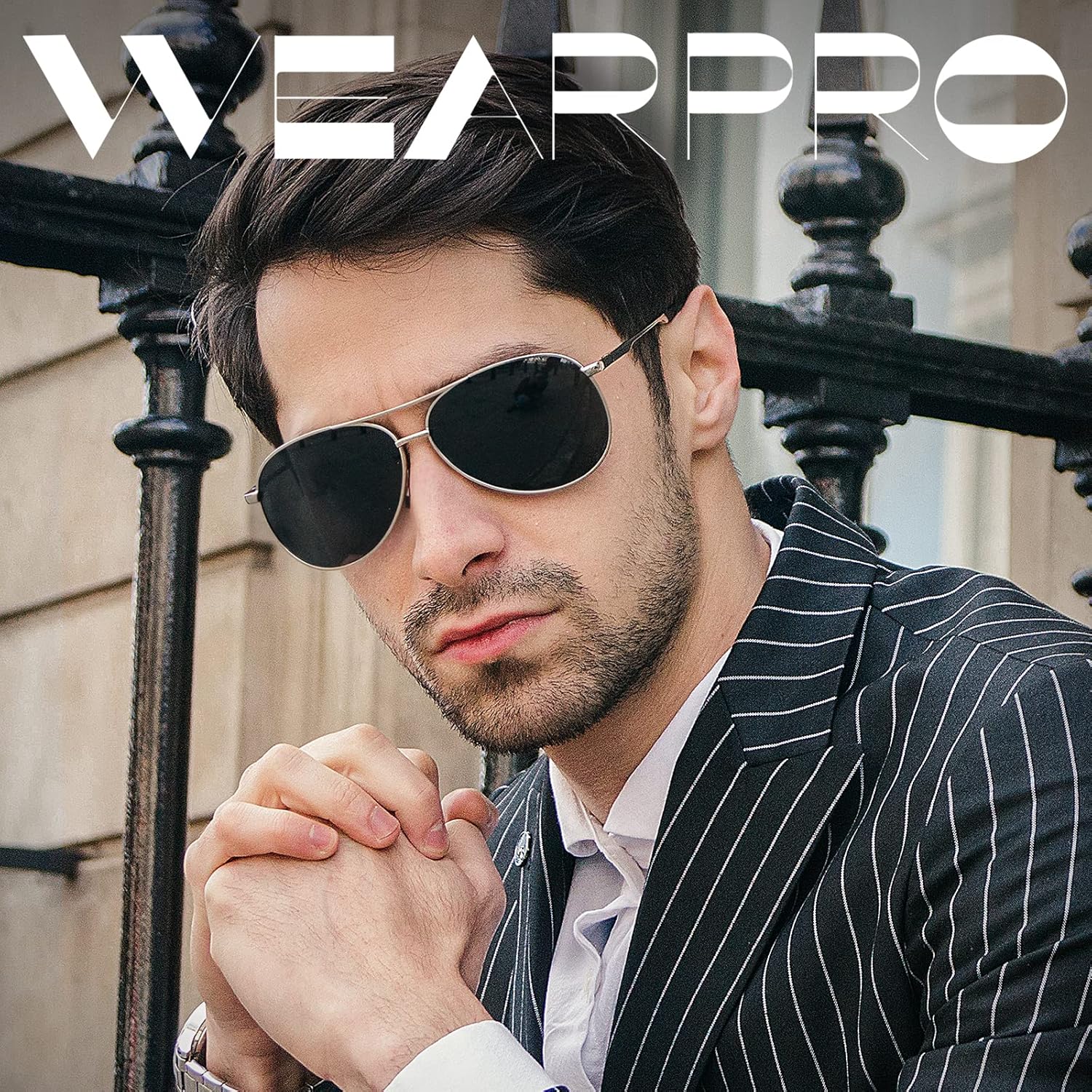 Thumbnail 1 de wearPro Polarised Pilot Sunglasses (Unisex) with UV400 Protection in Black – Vintage-style lightweight shades