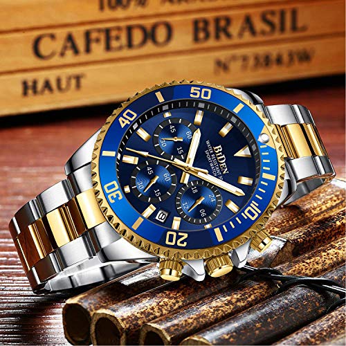 Thumbnail 8 de BIDEN Reloj de Pulsera para Hombre con Cronógrafo - Acero Inoxidable, Oro Azul B