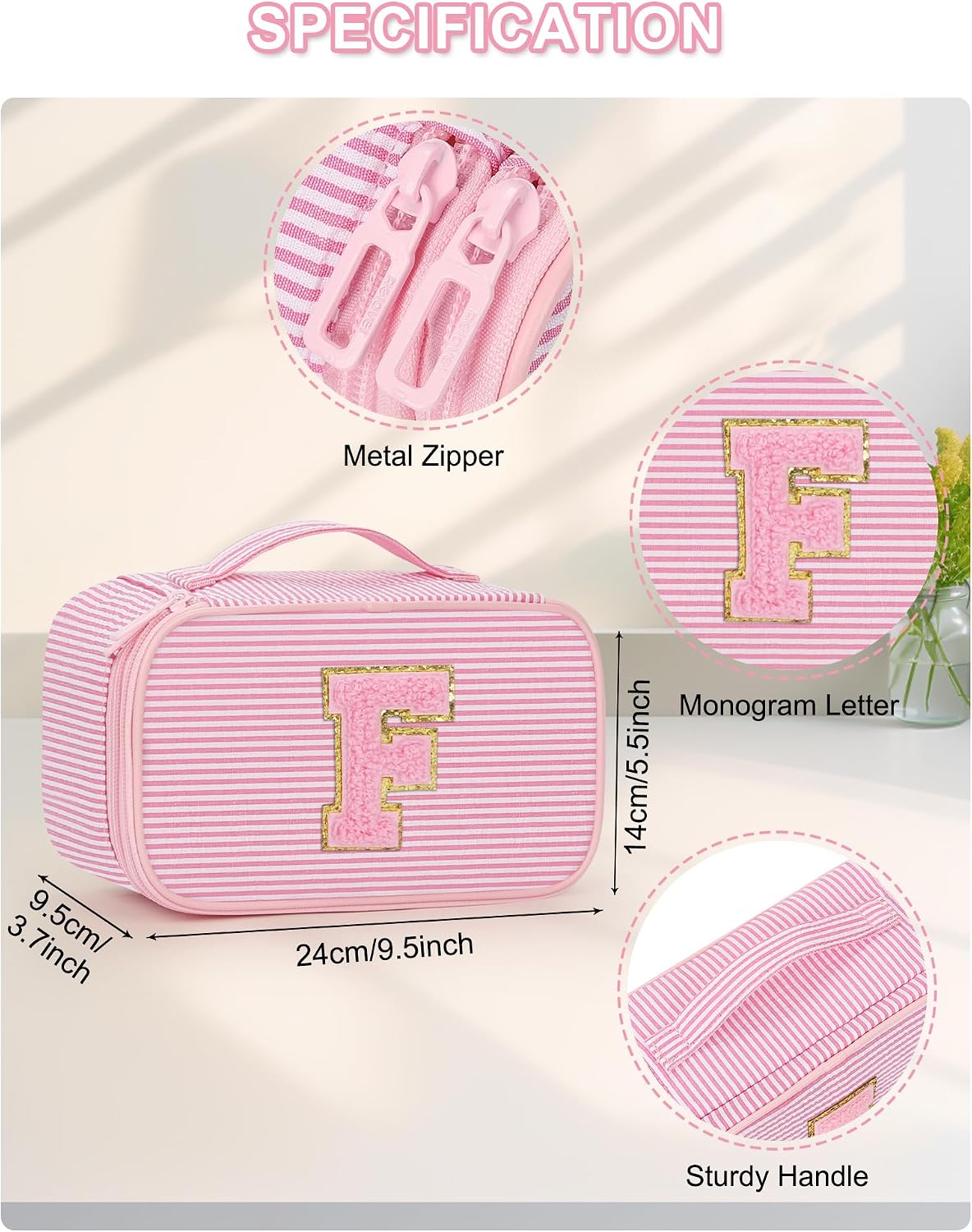 Detalle 2 de Relavel Makeup Bag, 9.5 x 5.5 x 3.7 Inches