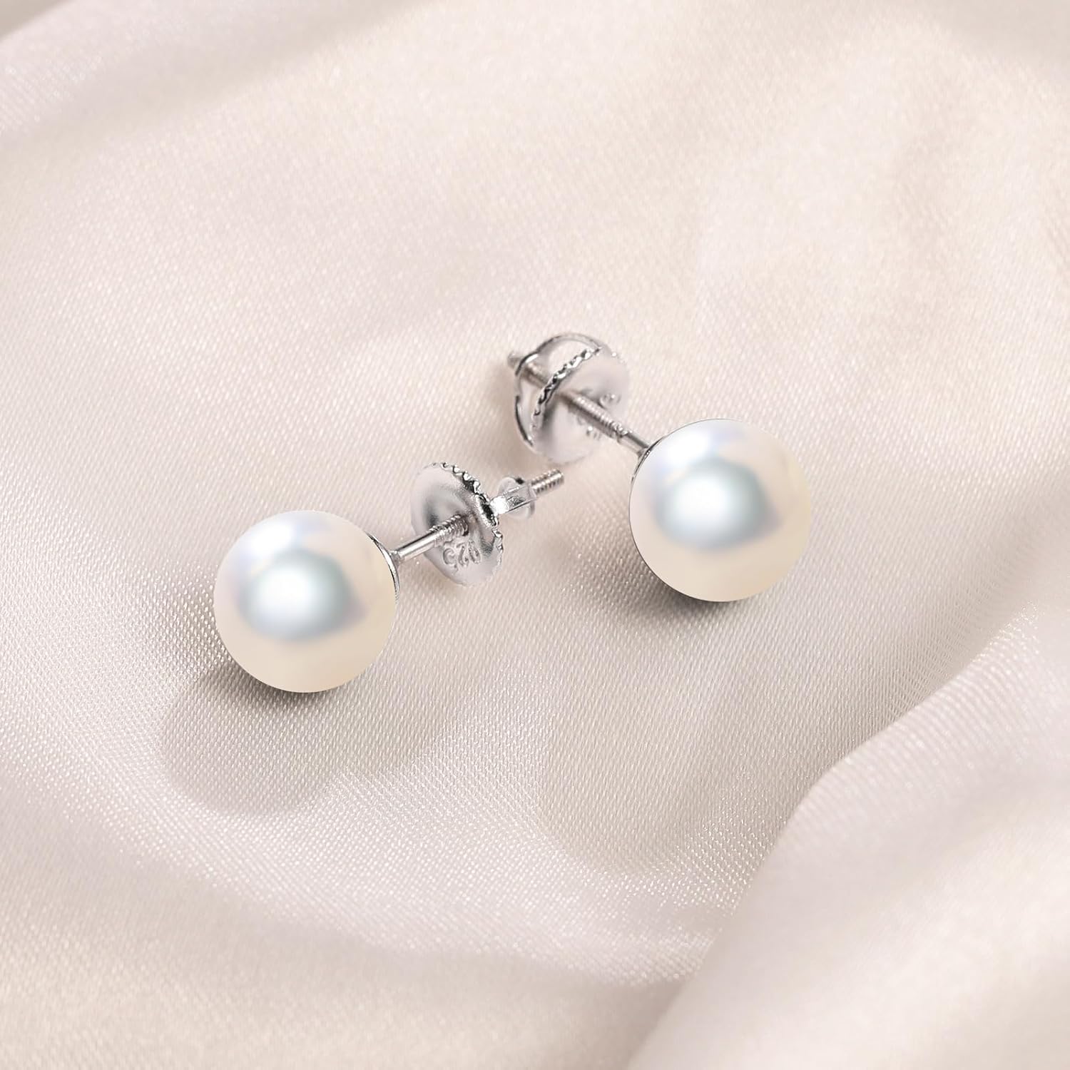Thumbnail 6 de Pearl Stud Earrings, 925 Sterling Silver
