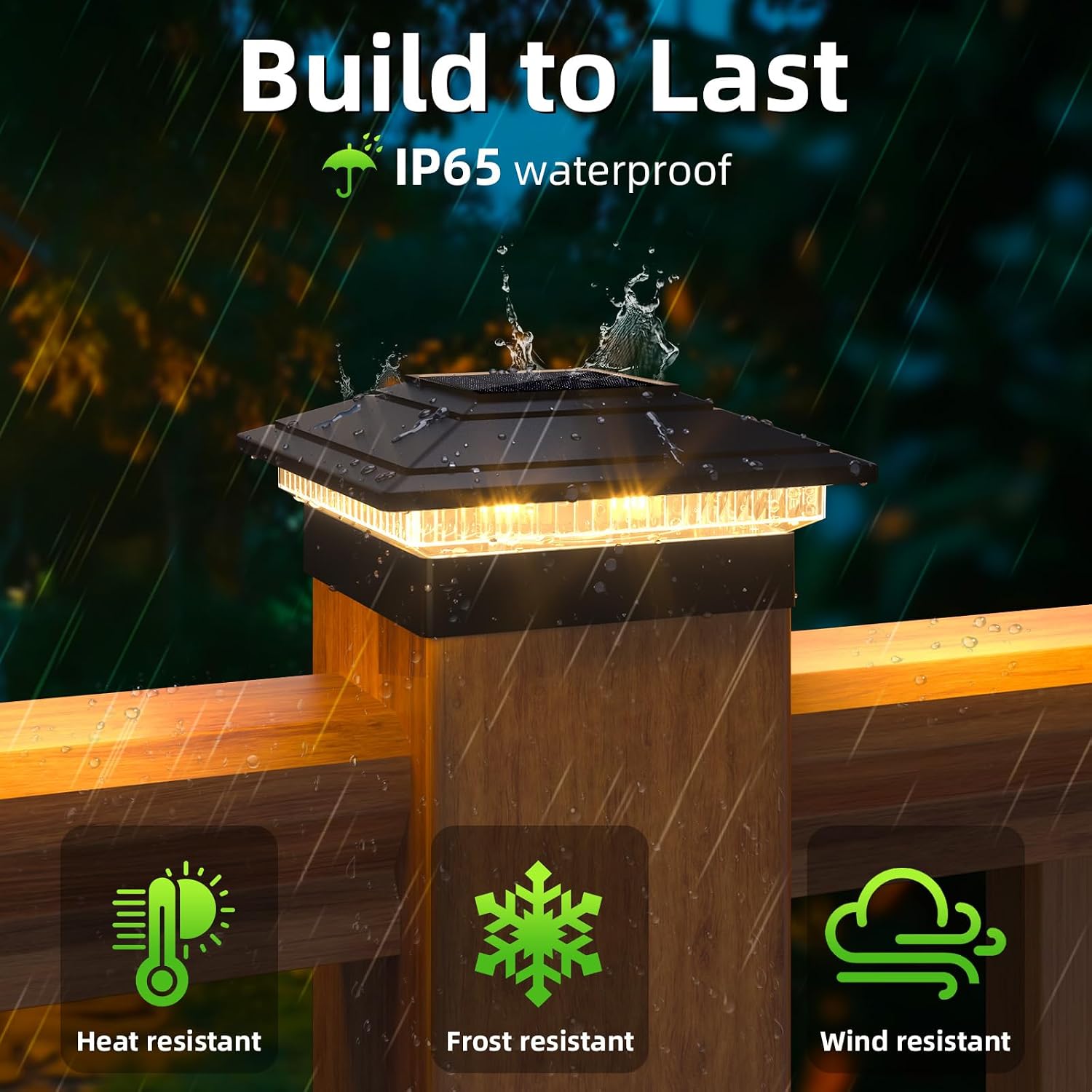 Detalle de JOFIOS TZ28 Solar Post Cap Lights, 12-Pack, Dual-Colour LED, Waterproof